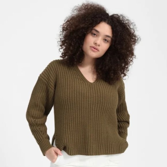 Everlane Sweaters - EVERLANE Chunky Knit Cotton Sweater Olive Green M